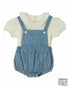 Garden Play: Ruffled Cotton Top & Denim Romper 73991